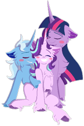 Size: 400x600 | Tagged: safe, artist:lolwise, derpibooru import, starlight glimmer, trixie, twilight sparkle, pony, unicorn, cheek fluff, chest fluff, female, lesbian, shipping, simple background, startrix, transparent background, twistarlight, twixie, twixstar