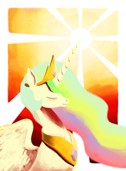 Size: 817x1113 | Tagged: safe, artist:justdayside, princess celestia, alicorn, pony, crown, female, horn, mare, solo