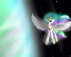 Size: 3000x2400 | Tagged: safe, artist:mricantdraw, princess celestia, alicorn, pony, high res, solo, space