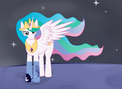 Size: 1972x1438 | Tagged: safe, artist:rebeccahull45, princess celestia, alicorn, pony, clothes, socks, solo