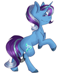 Size: 1024x1299 | Tagged: safe, artist:amenhonestly, artist:siena1923, derpibooru import, starlight glimmer, trixie, pony, unicorn, commission, commissioner:bigonionbean, cutie mark, female, fusion, looking at you, mare, rearing, simple background, smiling, solo, startrix, startrix (fusion), transparent background