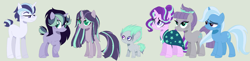 Size: 1873x455 | Tagged: safe, artist:crystalllight, derpibooru import, maud pie, starlight glimmer, trixie, pony, unicorn, family, female, lesbian, magical lesbian spawn, mauxie, offspring, parent:maud pie, parent:starlight glimmer, parent:trixie, parents:mauxie, parents:starmaud, parents:starmauxie, parents:startrix, shipping, starmaud, starmauxie, startrix