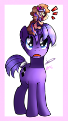 Size: 1080x1920 | Tagged: safe, artist:styber, artist:sweethearts11, oc, oc only, oc:sweet hearts, pony, unicorn, female, heart eyes, male, mare, micro, pony hat, stallion, wingding eyes