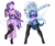 Size: 3328x2800 | Tagged: safe, artist:danmakuman, derpibooru import, edit, editor:backgroundlol, starlight glimmer, trixie, equestria girls, armpits, boots, cheongsam, chinese dress, clothes, costume, cutie mark accessory, female, fishnet stockings, gloves, leotard, lesbian, looking at you, magician outfit, open mouth, pantyhose, raised leg, shipping, shoes, simple background, smiling, socks, startrix, stockings, thigh boots, thigh highs, white background