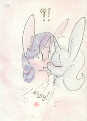 Size: 696x973 | Tagged: safe, artist:slightlyshade, derpibooru import, starlight glimmer, trixie, pony, unicorn, female, lesbian, shipping, startrix, traditional art