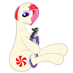 Size: 2085x2085 | Tagged: safe, artist:solestia, oc, oc only, oc:event horizon, oc:strawberry swirl, draconequus, earth pony, pony, cuddling, female, hug, macro, male, mare, simple background, size difference, smiling, transparent background