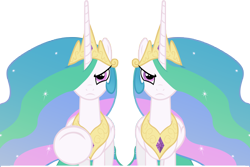 Size: 9000x6000 | Tagged: safe, artist:lazypixel, princess celestia, alicorn, pony, absurd resolution, clone, serious face, simple background, thread, transparent background, vector