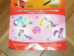 Size: 600x450 | Tagged: safe, princess celestia, rainbow dash, rarity, twilight sparkle, french, irl, official, photo, quick, quick toys, toy