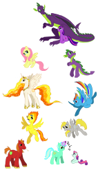 Size: 1080x1901 | Tagged: safe, artist:c-puff, big macintosh, derpy hooves, fluttershy, lyra heartstrings, princess celestia, rainbow dash, spike, spitfire, sweetie belle, twilight sparkle, alicorn, dragon, earth pony, pegasus, pony, male, stallion