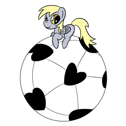 Size: 1280x1280 | Tagged: safe, artist:phat_guy, derpibooru exclusive, derpy hooves, pegasus, pony, 4chan, 4chan cup, ball, female, football, heart, leaf, looking at you, mare, micro, safest hooves, simple background, sitting, smiling, solo, sports, transparent background