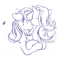 Size: 1280x1208 | Tagged: safe, artist:bulldoq, derpibooru import, starlight glimmer, trixie, pony, unicorn, cuddling, female, lesbian, shipping, sketch, startrix