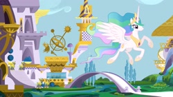 Size: 3600x2025 | Tagged: safe, princess celestia, alicorn, pony, canterlot, castle, official, royal guard