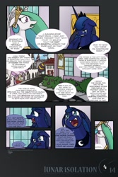 Size: 1275x1911 | Tagged: safe, artist:dracojayproduct, princess celestia, princess luna, alicorn, pony, comic:lunar isolation, comic, crying, sad