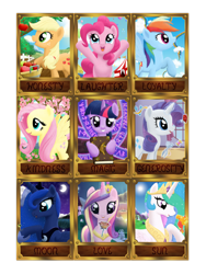 Size: 1024x1365 | Tagged: safe, artist:nimaru, applejack, fluttershy, pinkie pie, princess cadance, princess celestia, princess luna, rainbow dash, rarity, twilight sparkle, alicorn, earth pony, pegasus, pony, unicorn