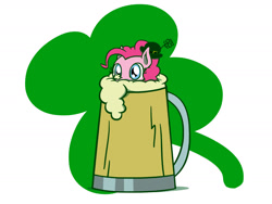 Size: 1800x1350 | Tagged: safe, artist:flutterluv, pinkie pie, earth pony, pony, cider, cup, cup of pony, cute, diapinkes, female, holiday, mare, micro, mug, ponk, saint patrick's day, simple background, solo, tankard, white background