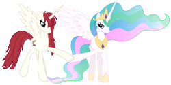Size: 5000x2500 | Tagged: safe, artist:raylionheart, princess celestia, oc, oc:fausticorn, alicorn, pony, lauren faust, ponified, simple background, transparent background, vector