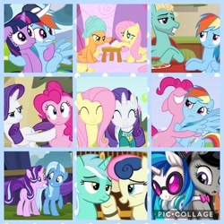 Size: 1080x1080 | Tagged: safe, artist:mysticalpha, derpibooru import, applejack, bon bon, dj pon-3, fluttershy, lyra heartstrings, octavia melody, pinkie pie, rainbow dash, rarity, starlight glimmer, sweetie drops, trixie, twilight sparkle, vinyl scratch, zephyr breeze, earth pony, pegasus, pony, unicorn, appleshy, collage, female, flarity, lesbian, lyrabon, male, pinkiedash, raripie, scratchtavia, shipping, startrix, straight, twidash, zephdash