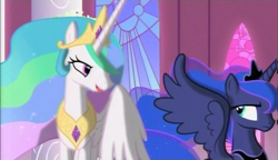 Size: 720x415 | Tagged: safe, screencap, princess celestia, princess luna, alicorn, pony, the crystal empire, spoiler:s03