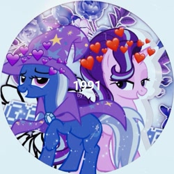 Size: 719x719 | Tagged: safe, derpibooru import, edit, starlight glimmer, trixie, pony, female, lesbian, shipping, startrix