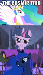 Size: 625x1086 | Tagged: safe, princess celestia, princess luna, twilight sparkle, alicorn, pony, spoiler:s03, speculation