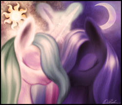 Size: 500x429 | Tagged: safe, artist:macalaniaa, princess celestia, princess luna, alicorn, pony, crown, female, horn, mare, siblings, sisters