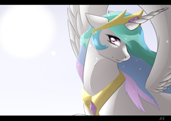 Size: 1130x800 | Tagged: safe, artist:johanpok, princess celestia, alicorn, pony, crown, female, horn, mare, solo