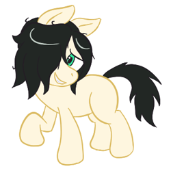 Size: 350x350 | Tagged: safe, artist:scraggleman, oc, oc only, oc:floor bored, earth pony, pony, /mlp/, 4chan, female, hair over one eye, mare, smiling, solo