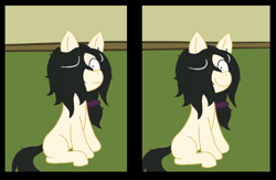 Size: 600x390 | Tagged: safe, artist:scraggleman, oc, oc only, oc:floor bored, earth pony, pony, /mlp/, 2 panel comic, 4chan, blank flank, comic, female, mare, reaction image, sitting, solo, want