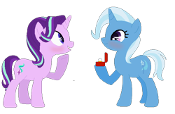 Size: 660x428 | Tagged: safe, artist:lui-akita, derpibooru import, starlight glimmer, trixie, pony, unicorn, female, hoof hold, lesbian, mare, marriage proposal, shipping, simple background, startrix, transparent background
