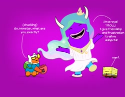 Size: 3294x2538 | Tagged: safe, artist:cartuneslover16, princess celestia, robot, adventure time, cosplay, crossover, finn the human, marf, monster, monster krumholtz, robot and monster, robot default, spongebob squarepants, trollestia