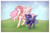 Size: 1000x667 | Tagged: safe, artist:vella, princess celestia, princess luna, alicorn, pony, grass, raised hoof, s1 luna