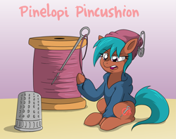 Size: 1781x1414 | Tagged: safe, artist:willdabeard, oc, oc:pinelopi pincushion, earth pony, pony, color, fashion, fashionista, macro/micro, micro, solo