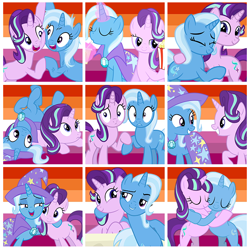 Size: 630x630 | Tagged: safe, derpibooru import, starlight glimmer, trixie, pony, collage, female, lesbian, pride, shipping, startrix