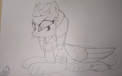 Size: 2304x1448 | Tagged: safe, artist:bender-drede, derpibooru exclusive, somnambula, sphinx (character), sphinx, angry, behaving like a cat, egyptian, evil, headdress, macro, sketch, smoke, traditional art, wings