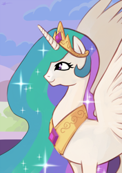 Size: 706x1000 | Tagged: safe, artist:sun-stars-sea, princess celestia, alicorn, pony, crown, female, horn, mare, solo