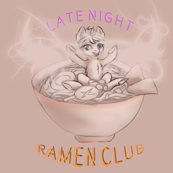 Size: 2000x2000 | Tagged: safe, artist:mdwines, oc, pony, adoptable, club, commission, cup, cup of pony, cute, food, micro, night, noodles, party, ponies in food, ramen, sketch, solo, ych example, your character here