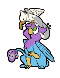 Size: 380x492 | Tagged: safe, artist:stupidshepherd, oc, oc only, oc:der, oc:gyro feather, oc:gyro tech, griffon, griffonized, micro, simple background, species swap, transparent background