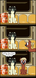 Size: 1120x2430 | Tagged: safe, artist:easydays, oc, oc only, oc:floor bored, earth pony, pony, comic, cup noodles, duo, female, mare, relatable, sitting, socially awkward pony, thought bubble