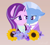 Size: 5000x4500 | Tagged: safe, artist:nyota71, derpibooru import, starlight glimmer, trixie, pony, unicorn, the last problem, bust, clothes, female, flower, hyacinth, jewelry, lesbian, looking at each other, mare, older, older starlight glimmer, older trixie, one eye closed, shipping, smiling, startrix, suit, sunflower