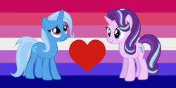 Size: 1282x640 | Tagged: safe, derpibooru import, starlight glimmer, trixie, pony, bisexual pride flag, female, lesbian, pride, shipping, shipping domino, special edition shipping domino, startrix