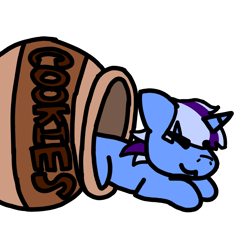 Size: 1000x906 | Tagged: artist needed, safe, oc, oc:nebula, pony, unicorn, ask, colt, cookie jar, male, micro, smol, solo, tumblr, tumblr:ask twixie