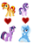 Size: 503x667 | Tagged: safe, derpibooru import, starlight glimmer, sunset shimmer, trixie, twilight sparkle, twilight sparkle (alicorn), alicorn, pony, unicorn, female, heart, lesbian, mare, open mouth, raised hoof, shipping, shipping domino, simple background, smiling, startrix, sunsetsparkle, white background