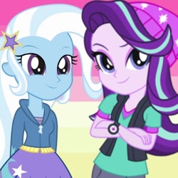 Size: 500x500 | Tagged: safe, derpibooru import, starlight glimmer, trixie, equestria girls, female, lesbian, shipping, startrix, vector