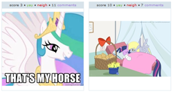 Size: 530x281 | Tagged: safe, derpy hooves, princess celestia, twilight sparkle, alicorn, pegasus, pony, exploitable meme, female, juxtaposition, juxtaposition win, mare, meme, that's my x