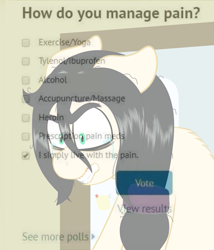 Size: 747x872 | Tagged: safe, artist:scraggleman, oc, oc:floor bored, earth pony, pony, crying, gritted teeth, live with the pain, meme, pain, ponified meme, solo, tears of pain