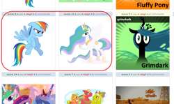 Size: 814x486 | Tagged: safe, princess celestia, rainbow dash, alicorn, pegasus, pony, exploitable meme, juxtaposition, juxtaposition win