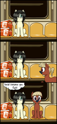 Size: 1120x2430 | Tagged: safe, artist:easydays, edit, oc, oc only, oc:floor bored, earth pony, pony, comic, coronavirus, covid-19, cup noodles, duo, female, mare, relatable, sitting, social distancing, socially awkward pony, thought bubble, vulgar