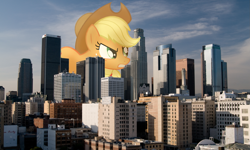 Size: 1755x1051 | Tagged: safe, artist:flutterbatismagic, applejack, earth pony, pony, angry, california, destruction, female, giant pony, giantess, highrise ponies, imminent doom, irl, los angeles, macro, macro/micro, photo, photography, photomanipulation, ponies in real life, vector, what has science done