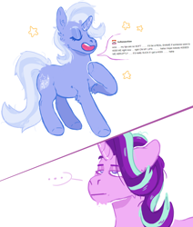 Size: 1280x1511 | Tagged: safe, artist:kittycoot, derpibooru import, starlight glimmer, trixie, pony, unicorn, ..., comic, dialogue, ellipsis, female, lesbian, shipping, stars, startrix, unamused