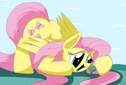 Size: 3496x2362 | Tagged: safe, artist:taurson, fluttershy, pegasus, pony, cute, female, giant pony, happy, macro, mare, open mouth, shyabetes, solo, tree